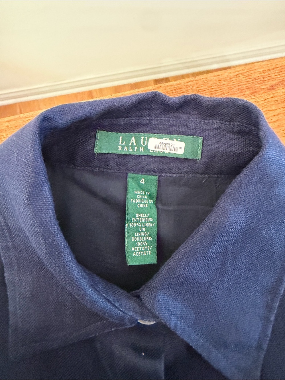 Lauren Ralph Lauren Navy Blue Linen Sleeveless Button Down Dress CBK Women’s  4 - Picture 6 of 9